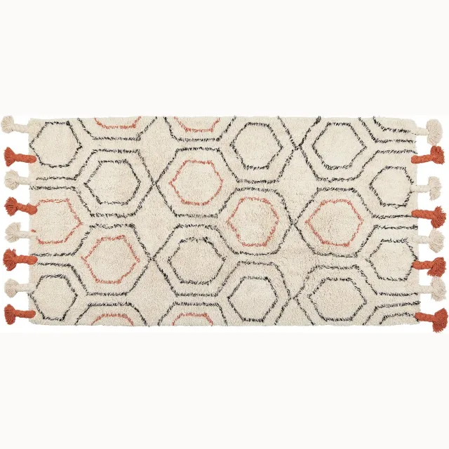 Beliani HAJIPUR - Laagpolig vloerkleed - Beige - Katoen
