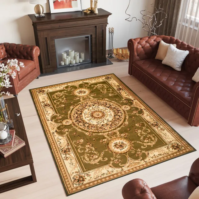 Tapiso Yesemek Vloerkleed Groen Perzisch Oriental Tapijt Beige Groen