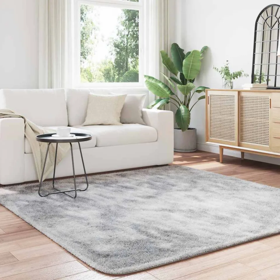 vidaXL Hoogpolig vloerkleed NAVARRA 200x200 cm polyester zilvergrijs, foto 2