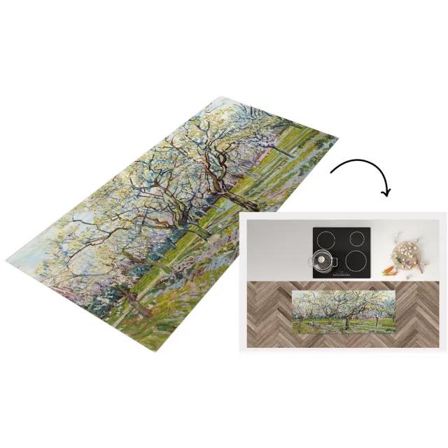 KitchenYeah Keukenloper - Loper keuken - Boomgaard in bloei - Vincent van Gogh - Keukenloper vinyl Multicolor