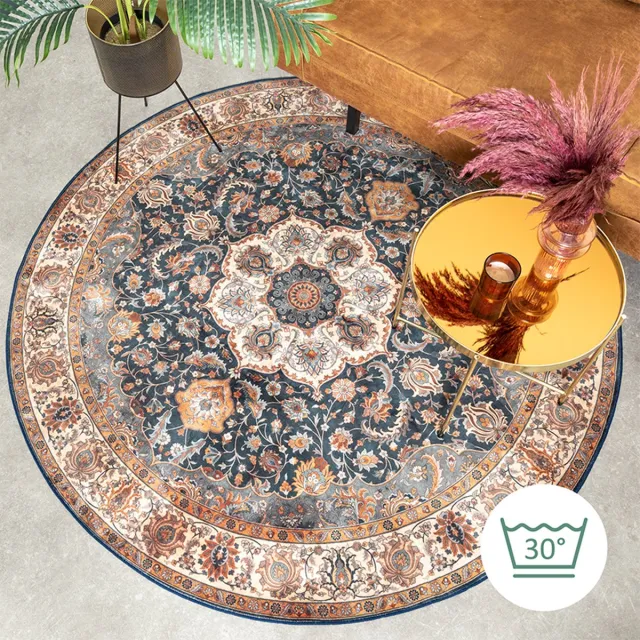 Fraai Rond vintage vloerkleed - Imagine Medaillon Rustiek | Rijk - Ø 200cm Multicolor