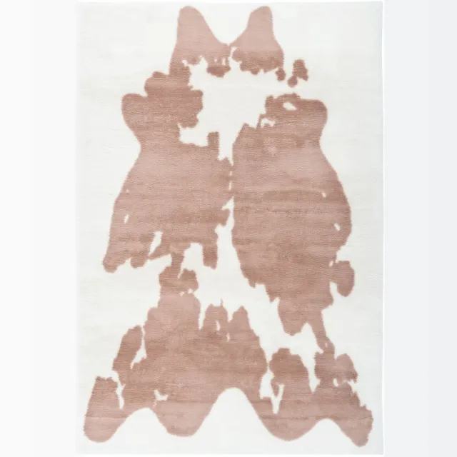 Padiro knus hoogpolig vloerkleed 160 x 230 cm - lichtbeige - karaktervolle koeienhuidprint - voor vloerverwarming - van polyester en katoen
