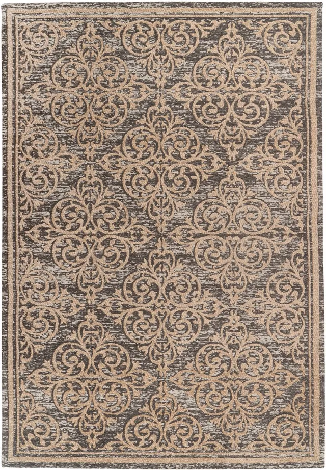 Padiro elegant laagpolig vloerkleed 160 x 230 cm - donkerbeige - oosters vintage patroon - voor vloerverwarming - van polyester en katoen