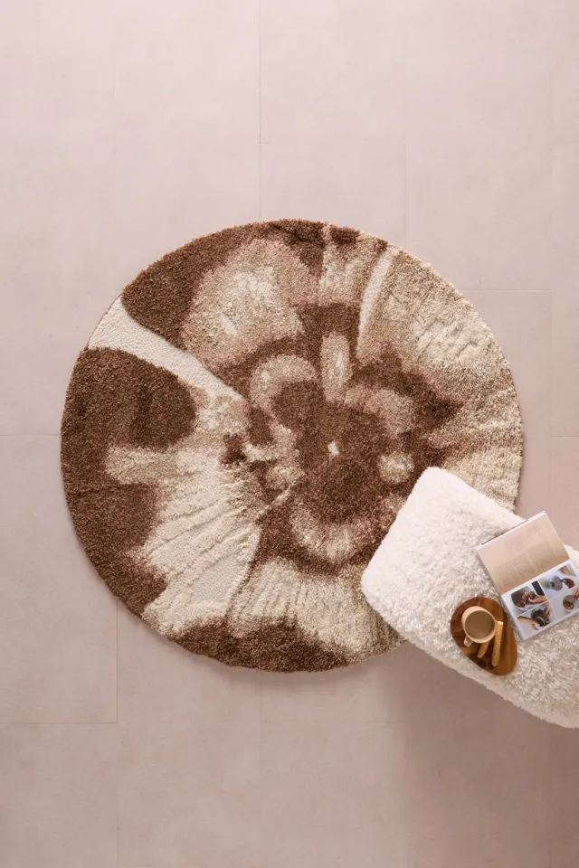 NOUS Living rond vloerkleed donkerbruin off white/oudroze/donkerbruin, foto 2
