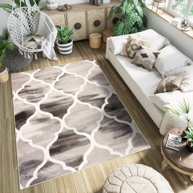 Tapiso Fiesta Vloerkleed Grijs Trellis Slaapkamer Modern