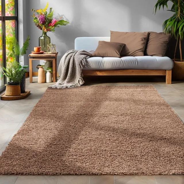 Muratap Basic Shaggy vloerkleed Caramel Hoogpolig- 80x150 CM Mocca
