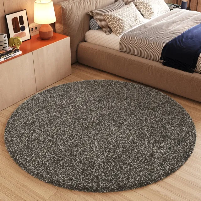 Tapiso Essence Vloerkleed Grijs Hoogpolig Shaggy Woonkamer Tapijt Maat- 120x120
