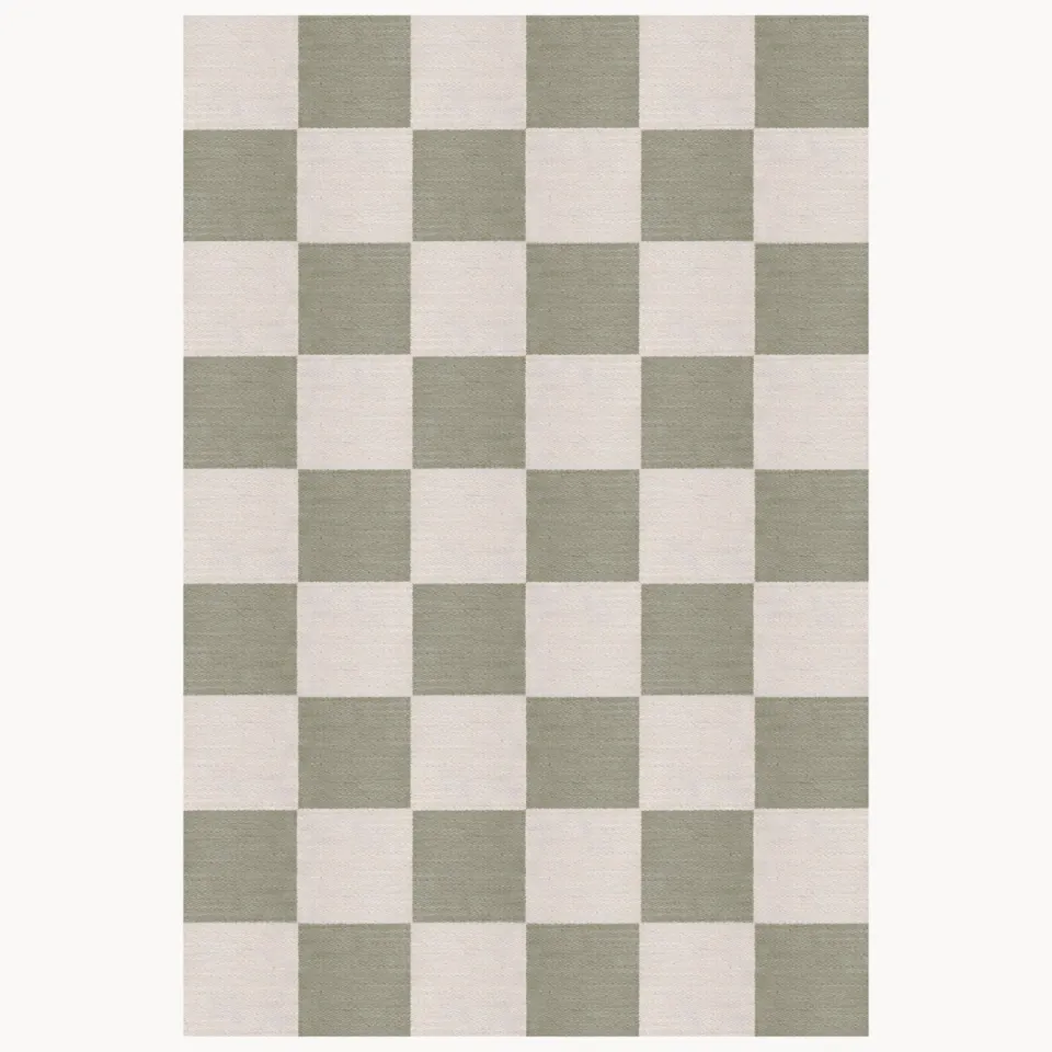 Layered Chess Flatweave Sage - 200 X 300 cm Groen; Wit