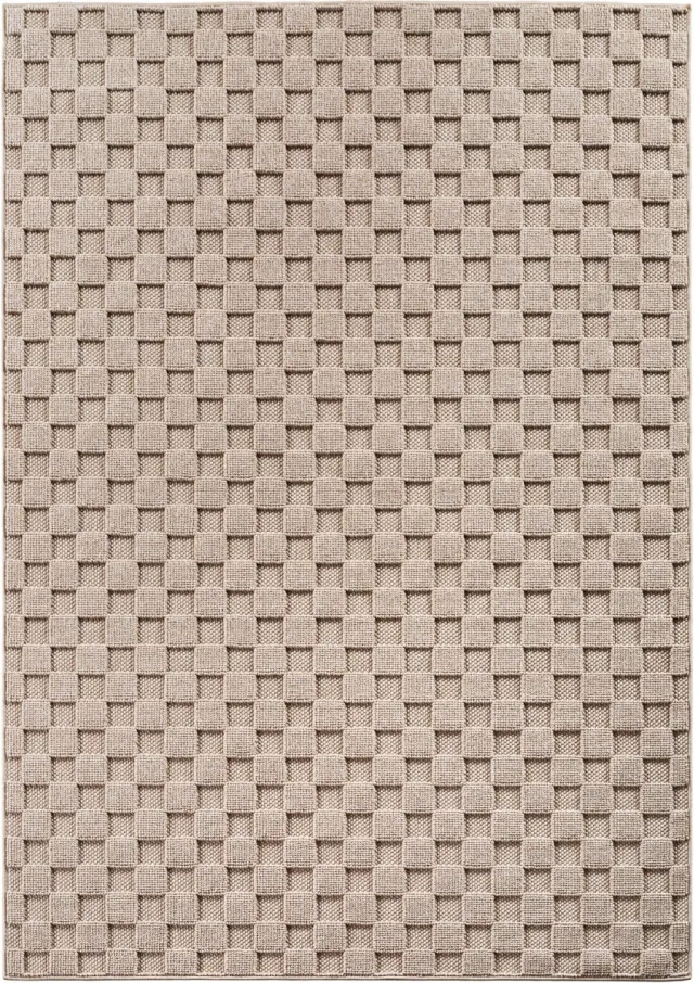 Ayyildiz Helix Geruit Vloerkleed Beige 140x200 cm – Laagpolig Tapijt met Ruitpatroon – Modern Vloerkleed voor Woonkamer en Slaapkamer