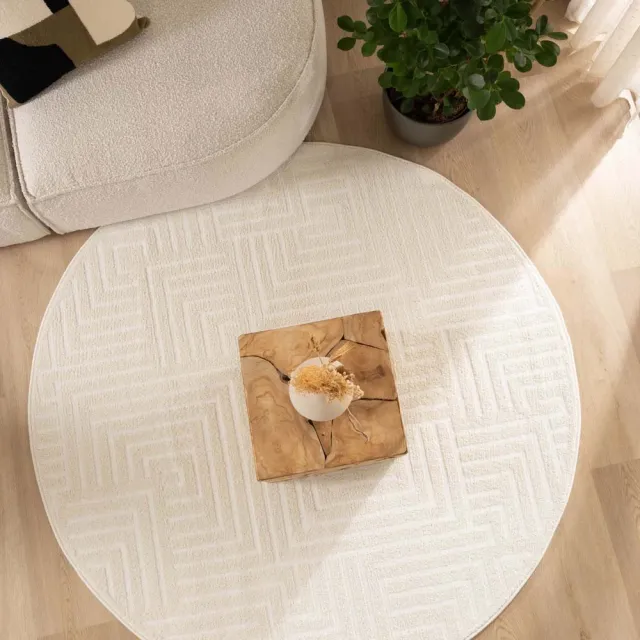Nordic Weavers Scandinavisch vloerkleed rond - Contour Gem crème 140