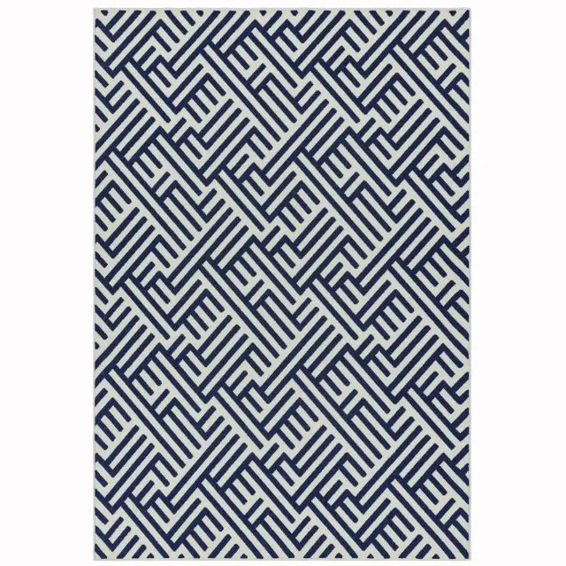 Eazy Living Easy Living - Easy Living Antibes Blue White Linear Vloerkleed - 200x290 - Rechthoek - Buiten,Laagpolig,Structuur Tapijt - Modern - Blauw, Wit