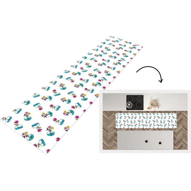 KitchenYeah Keukenloper - Loper keuken - Bloemen - Patronen - Lente - 200x50 cm - Keukenloper vinyl Multicolor