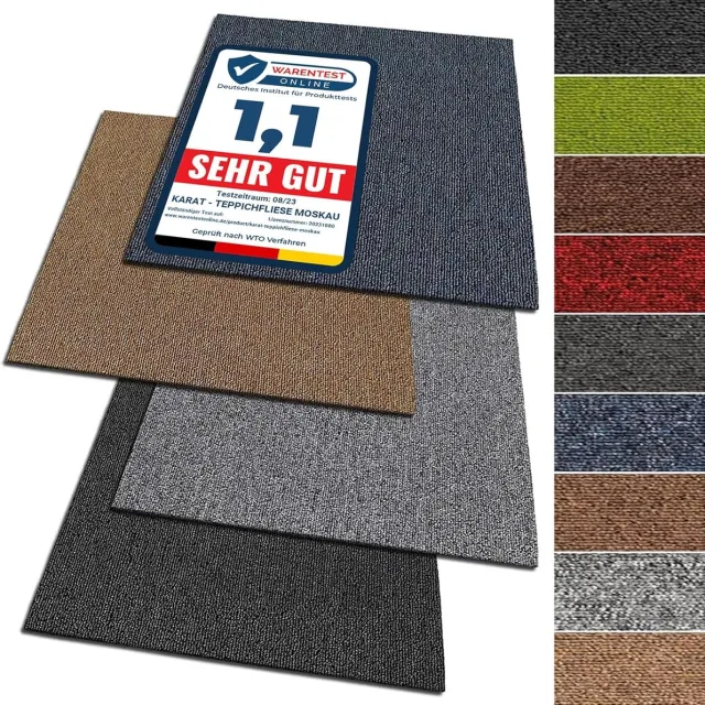 Floordirekt Tapijttegels Moscow - 50x50cm - Zelfdragend - 4 Delige Set - 1m² - Slijtvaste Tapijtvloer met Hoogwaardige Lussenpool voor Thuis & op Kantoor - Antistatisch met Bitumen Rug - Antraciet