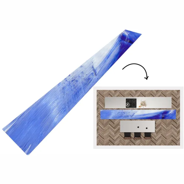 KitchenYeah Keukenloper - Loper keuken - Verf - Design - Blauw - 480x60 cm - Keukenloper vinyl Multicolor