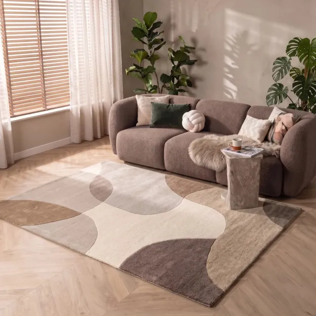 Art Weavers Wollen vloerkleed - Lunari Beige / Taupe - Laagpolig Wol Tapijt - 200x300 cm