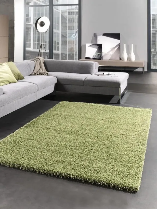 Merinos Vloerkleed Shaggy Plus 965 Green 80x150 cm groen