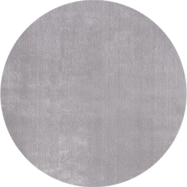 Mia´s Teppiche Olivia Woonkamertapijt Grijs Rond Modern Zacht Effen Pluis Kortpoolig (19 mm) Antislip Wasbaar tot 30 graden, 100% Polyester, 15 cm