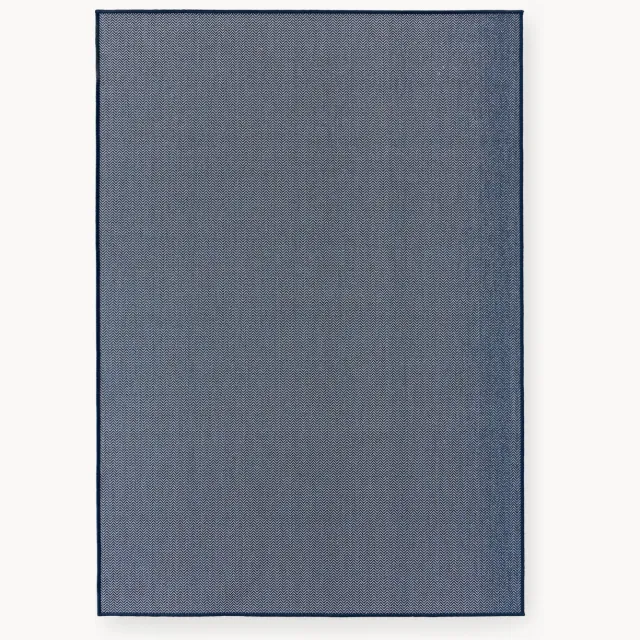 Westwing Collection Indoor & outdoor dubbelzijdig vloerkleed Cort met zigzag patroon Blauw