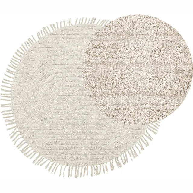 Beliani HALFETI - Vloerkleed - Lichtbeige - Katoen