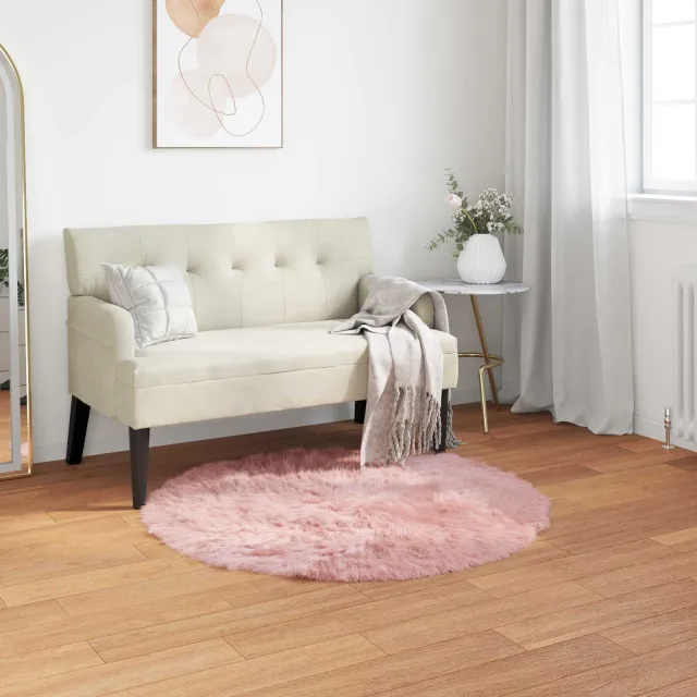 vidaXL Tapijt van imitatie TAFALLA Roze Ø 80 cm Polyester, foto 2