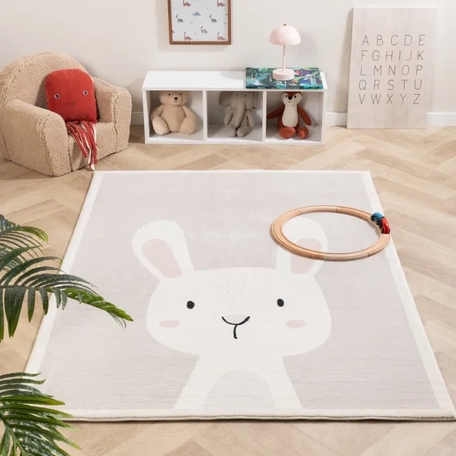 Little Olly Wasbaar kindervloerkleed - Simba Bunny Wit - 140x200cm