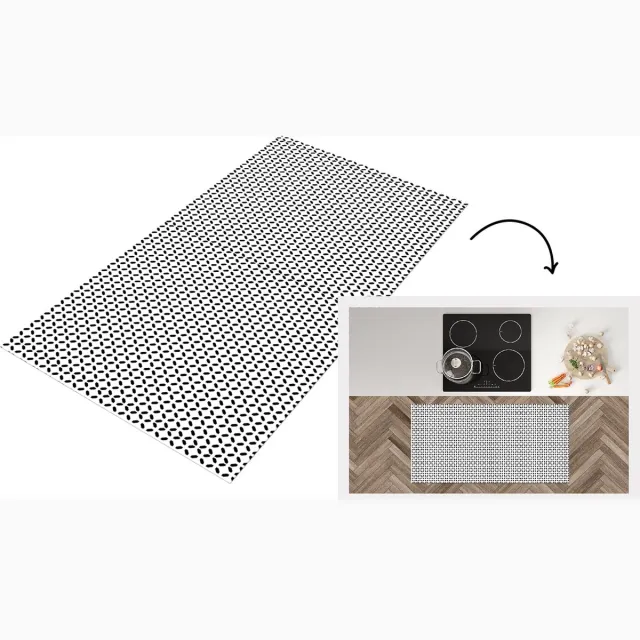 KitchenYeah Keukenloper - Loper keuken - Zwart - Wit - Geometrie - Patronen - Abstract - 120x60 cm - Keukenloper vinyl Multicolor
