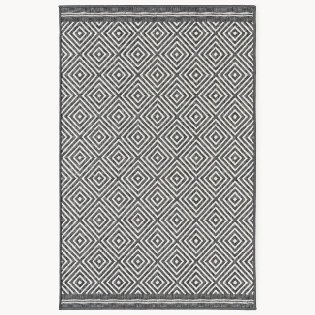 Westwing Collection Outdoor dubbelzijdig vloerkleed Reddy met ruitjesmotief Grijs