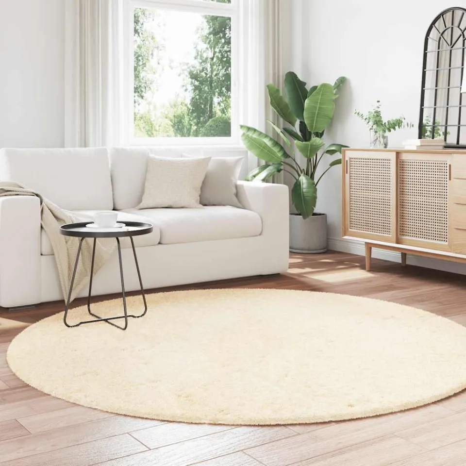 vidaXL Hoogpolig vloerkleed NAVARRA 200x200 cm polyester crèmekleurig, foto 3