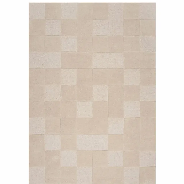 Flair Rugs Checkerboard Modern wollen vloerkleed natuurlijk