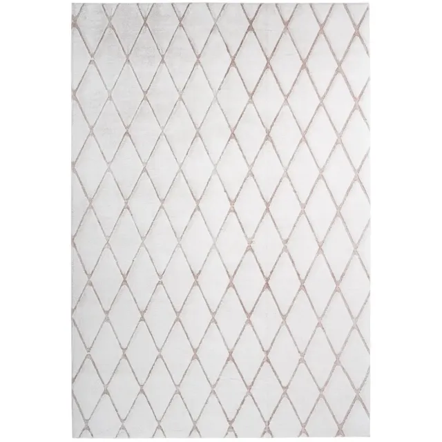 Dutch XXL Scandinavisch Vloerkleed | Tapijt | Vivica | Ruiten | Wit/Rosé