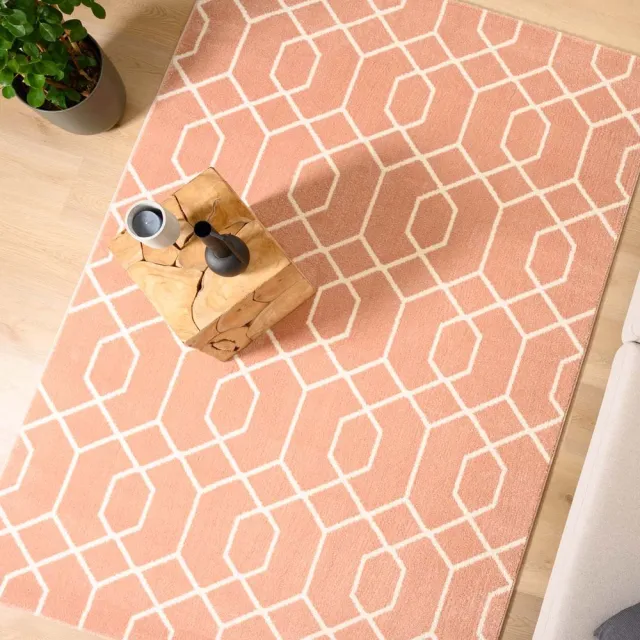 Tapeso Geometrisch vloerkleed - Aria lichtroze