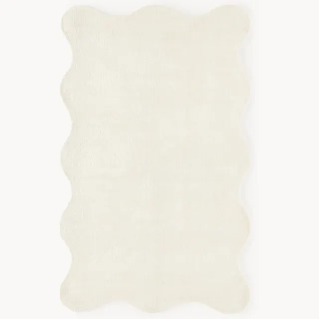 Westwing Collection Handgeweven vloerkleed Wavy Wit