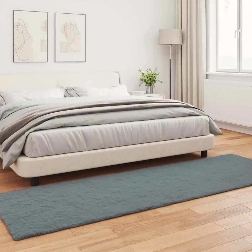 vidaXL Antislip vloerkleed van imitatie konijnenbont OLITE Antraciet, foto 3