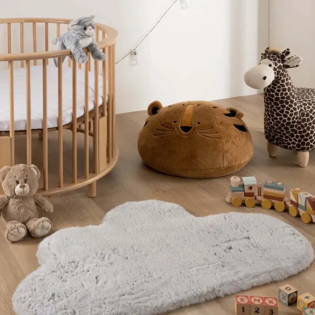 Tapeso Kindervloerkleed wolk - Fluffy lichtgrijs 70x115