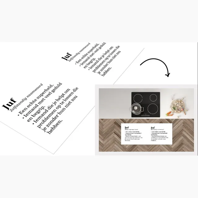KitchenYeah Keukenloper - Loper keuken - Quotes - Spreuken - Juf - Woordenboek - Keukenloper vinyl Multicolor