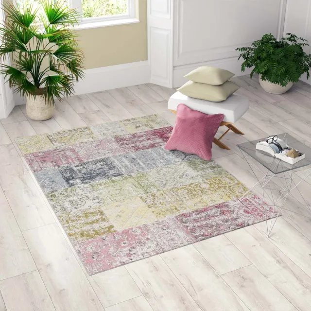 Joy de Vivre Patchwork Vloerkleed Cento - Pink Rainbow 160x230 cm Meerkleurig