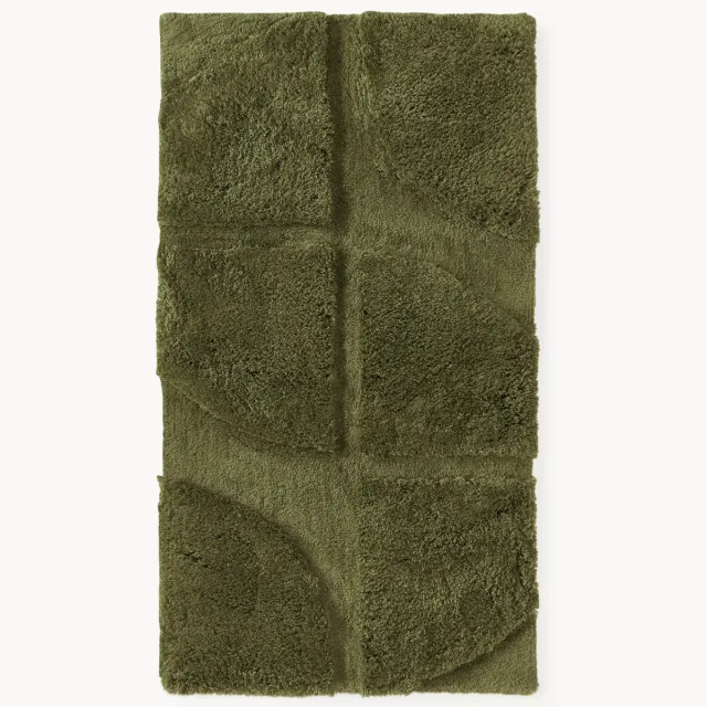 Westwing Collection Pluizig hoog-laag vloerkleed Jade Groen