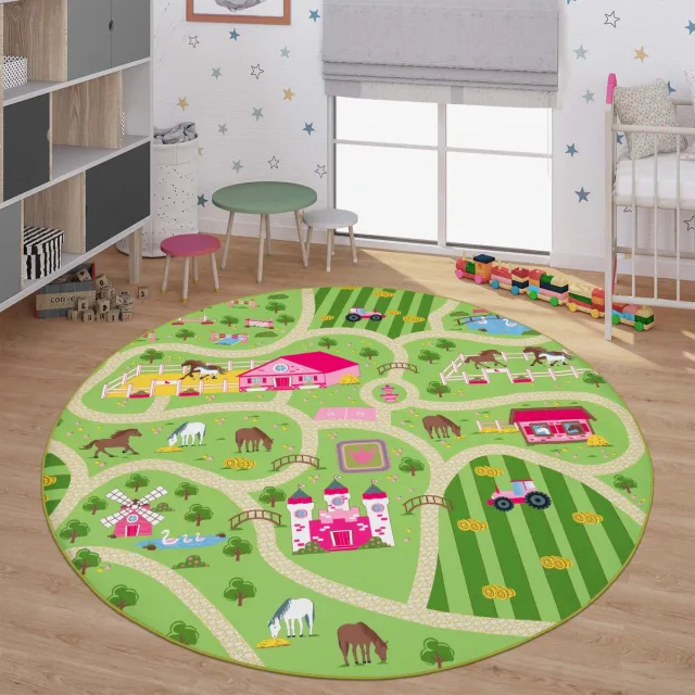 TT Home Kinderkamertapijt tapijt jongen meisje kinderkamertapijt baby antislip straat 160 x 160 cm Rechthoek 160 x 160 cm Rechthoek Groen