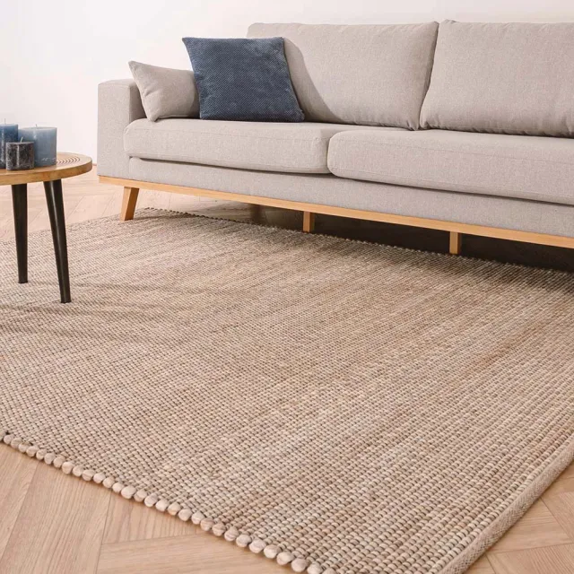 Nordic Weavers Wollen vloerkleed - Lett beige/crème 300x400
