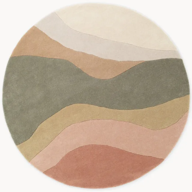 Ted Baker Rond hoogpolig wollen vloerkleed Flood, handgeweven Wit, Kleurrijk