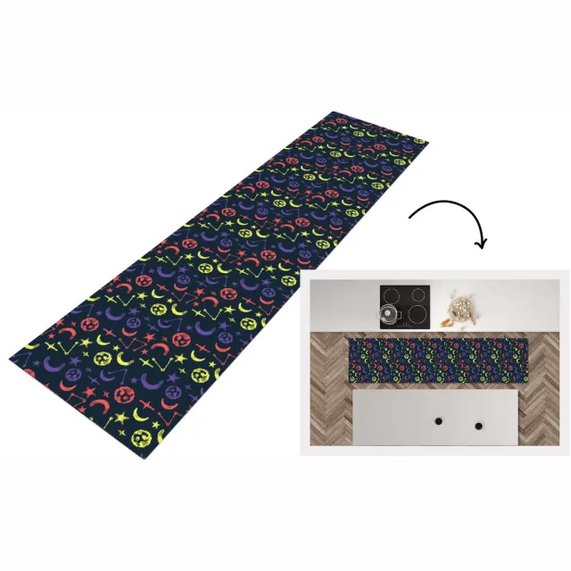 KitchenYeah Keukenloper - Loper keuken - Sterren - Planeten - Design - 200x50 cm - Keukenloper vinyl Multicolor