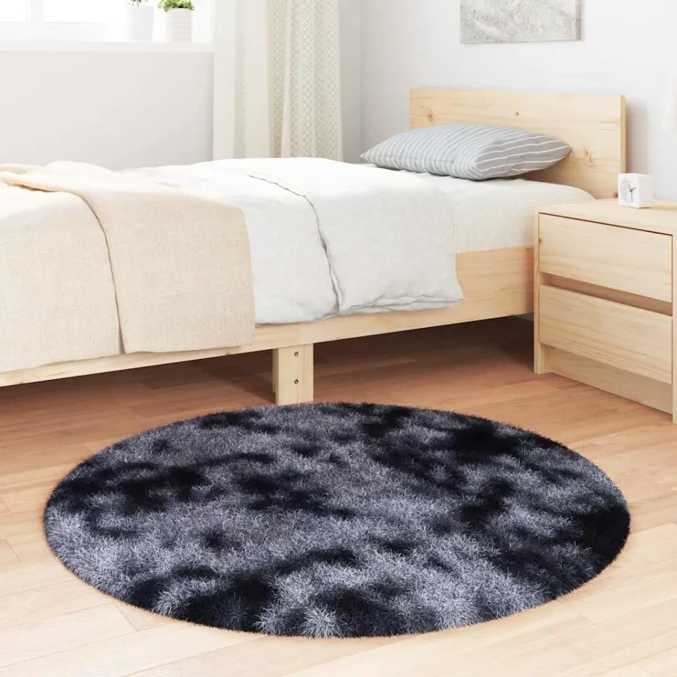 vidaXL Hoogpolig vloerkleed NAVARRA 100x100 cm polyester donkergrijs grijs, foto 3