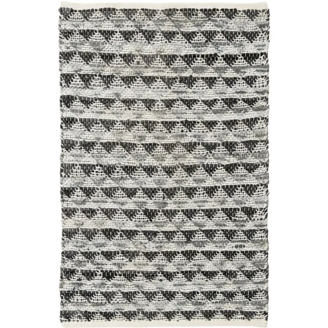 Nordal Triangle Lederen vloerkleed Zwart/Grijs 150x70cm zwart en grijs