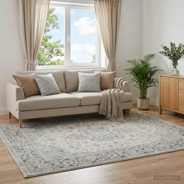 vidaXL Vloerkleed ORIZ Crèmekleurig 160 x 160 cm 100% polyester, foto 2