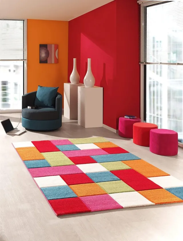 the carpet Monde Modern Zacht Kinderdeken, Zachte pool, Kleurecht, Levendige kleuren Kleurrijk