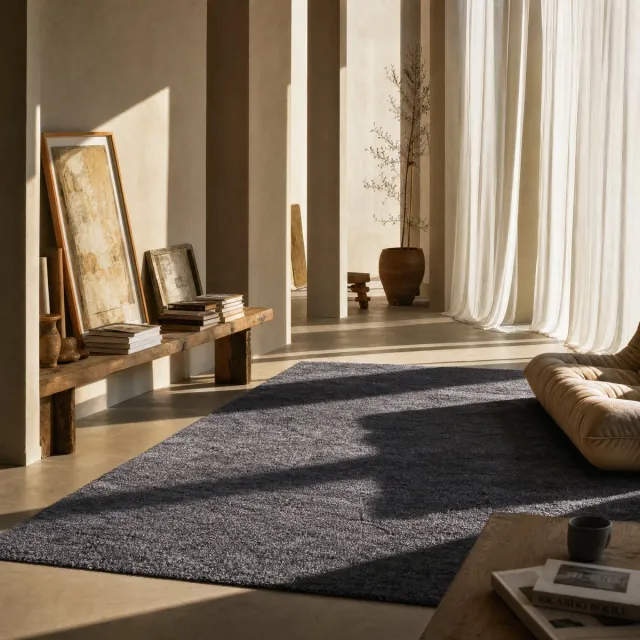 Muratap Soft Luxe Velvet - Laagpolig Vloerkleed - Effen - Grijs Blauw
