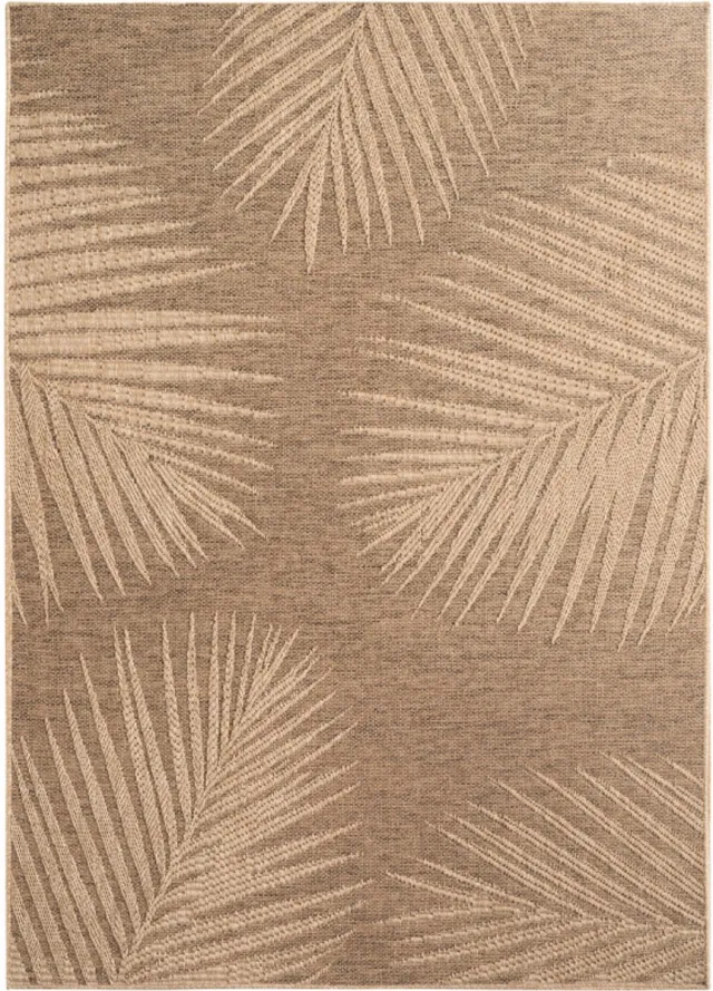 Ay yildiz Timber – Bladmotief Beige met Sisal-Look – Binnen & Buiten Vloerkleed – Laagpolig