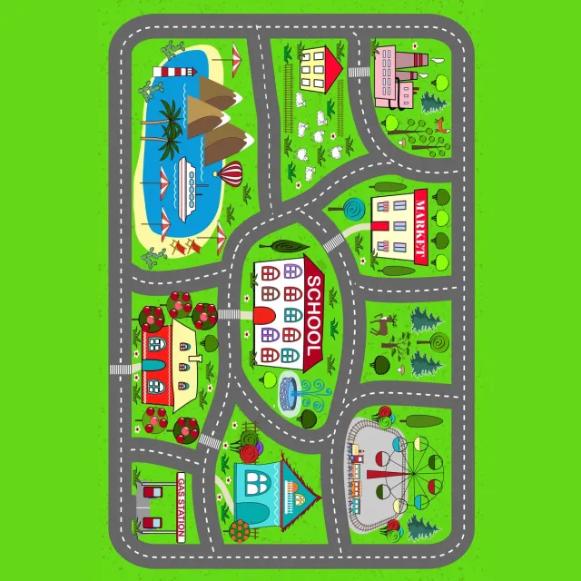 Zeo Wood Vloerkleed Kinderkamer - Speelkleed Baby - Speelmat - Speeltapijt - Tapijt voor Kinderkamer - 150*80 cm Groen