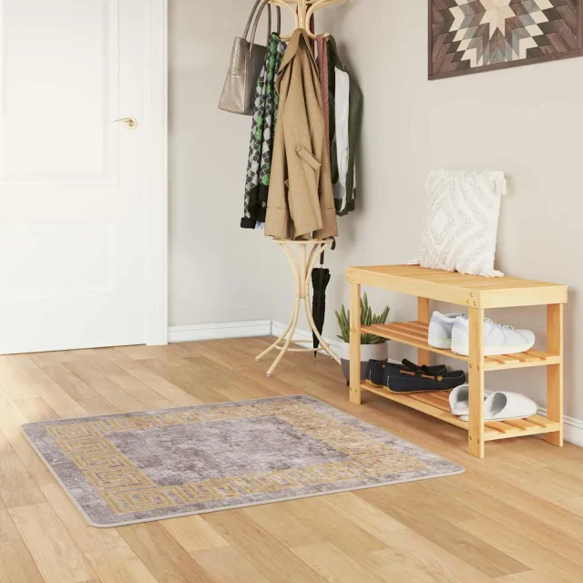 vidaXL Vloerkleedloper MARSA Grijs en Goud 100 x 100 cm, foto 2