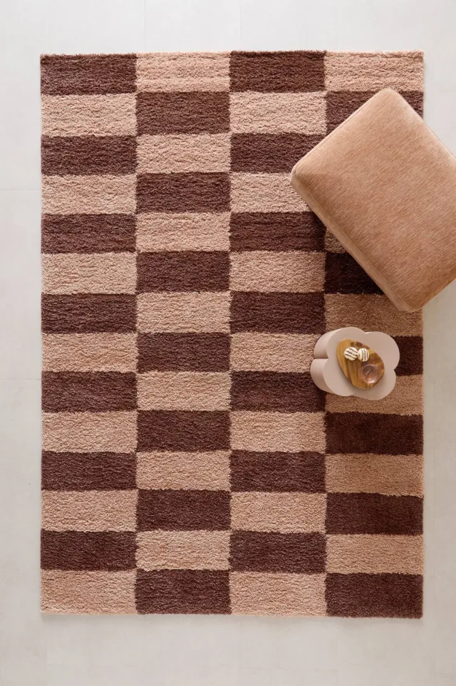 NOUS Living vloerkleed - oudroze/bruin